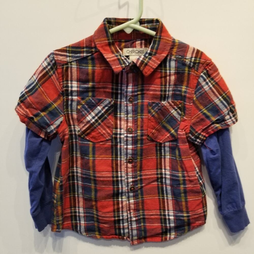 Cherokee Red Plaid Toddler Girls Shirt Size 4T